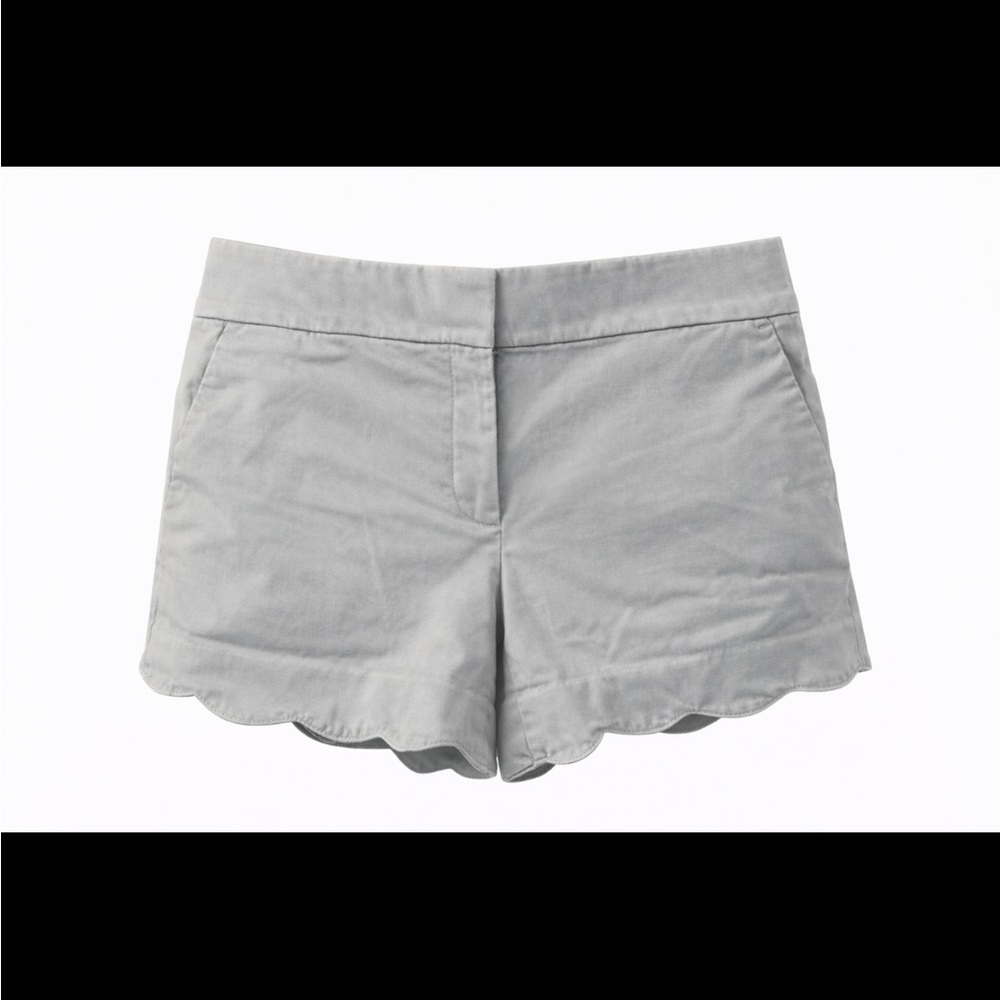 LOFT Gray Scalloped Hem Jean Shorts